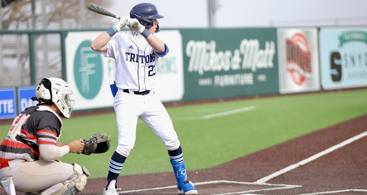 Jack Mausser bats for the Tritons. He led them in a game vs. Highland with 4 RBI 2 Double and a home run.