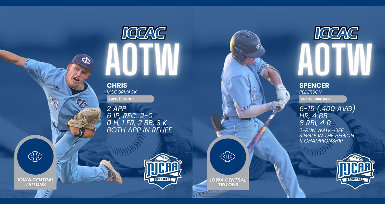 Pederson, McCormack Earn ICCAC Athlete of the Week Honors