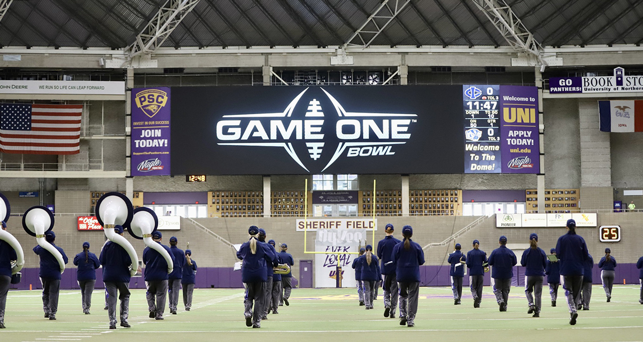The Triton Marching Band performs at the Game One Bowl on December 3.