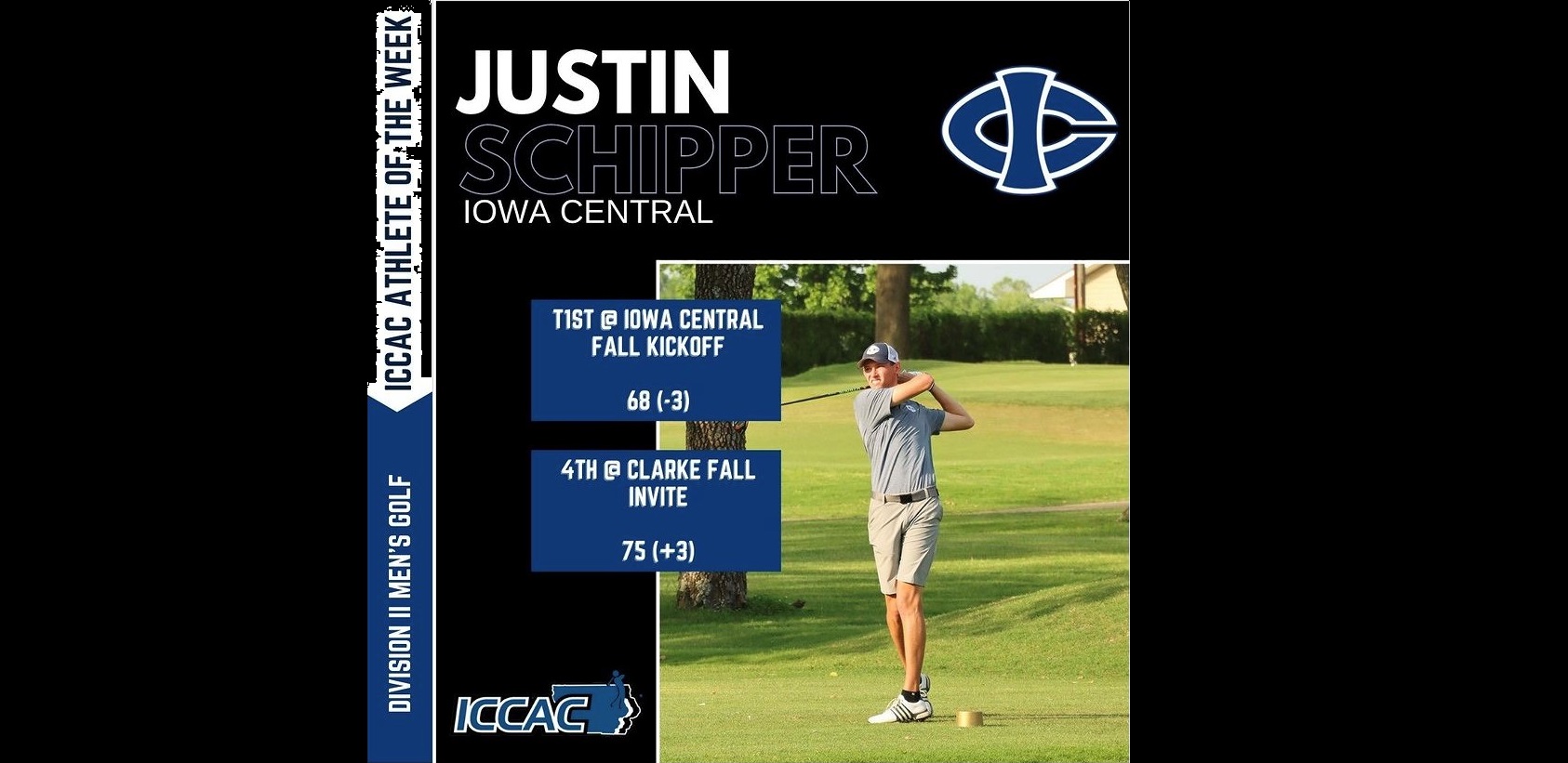 Justin Schipper named ICCAC Athlete of the Week